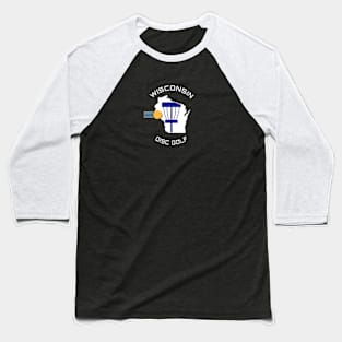 Wisconsin Disc Golf - State Shape Dark Baseball T-Shirt